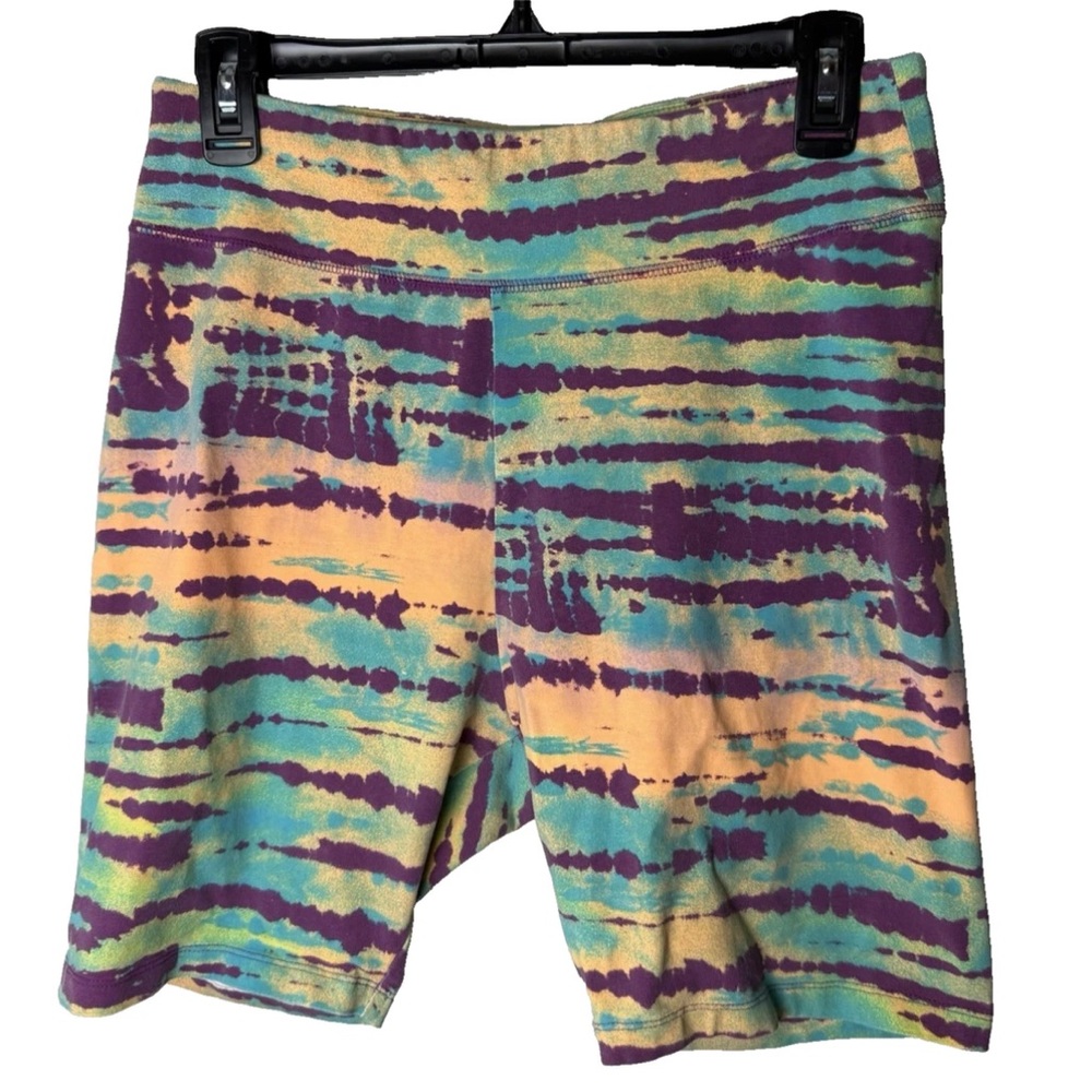 Puma Womens Multicolor Abstract Print Athletic Biker Shorts Size Large Stretch